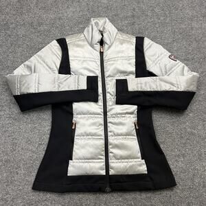 Rossignol Jacket Womens Small Silver Black Full Zip Quilted Stretch Ski RLEWW62
